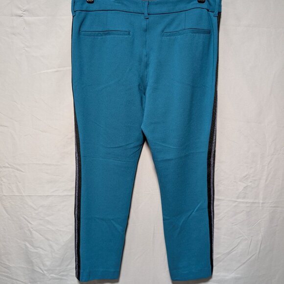 Old Navy Women's Teal Blue Pixie Slim Ankle Pants Sparkle Side Stripe Size 12 - Picture 4 of 8